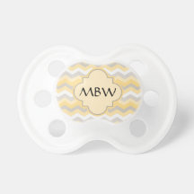 Yellow/Gray Chevron Zigzag Baby Pacifier