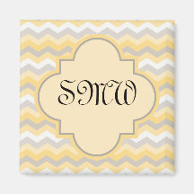 Yellow/Gray Chevron Zigzag Fridge Magnet