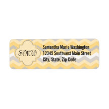 Yellow/Gray Chevron Zigzag Custom Return Address Label