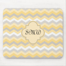 Yellow/Gray Chevron Zigzag Mouse Pads