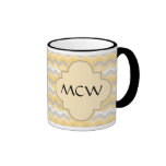Yellow/Gray Chevron Zigzag mugs