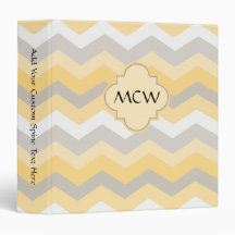 Yellow/Gray Chevron Zigzag Vinyl Binders