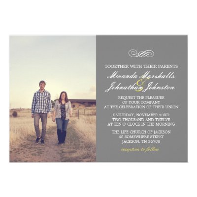 Yellow & Gray Chic Design Photo Wedding Invitation