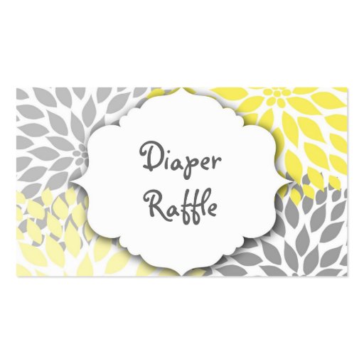 Yellow Gray Dahlia raffle ticket or insert card Business Card Template (back side)
