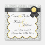 Yellow & Gray Damask Save the Date Magnet