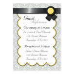Yellow & Gray Damask Wedding Guest Reference Cards Business Card Templates
