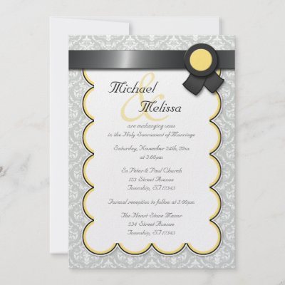 Wedding Invitations  Reply Cards on New  Yellow   Gray Damask Wedding Collection    Invitations  Reply