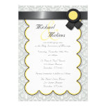 Yellow & Gray Damask Wedding Invitations