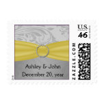 "yellow-gray" damask wedding postage