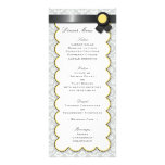 Yellow & Gray Damask Wedding Reception Menu Rack Card Template