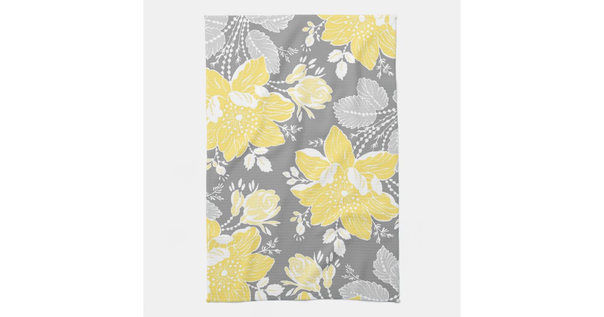 yellow gray floral kitchen cloth towel zazzle create save the date cards
