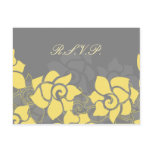 "yellow gray" floral Wedding rsvp card Post Cards