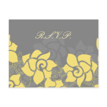 "yellow gray" floral Wedding rsvp card Post Cards