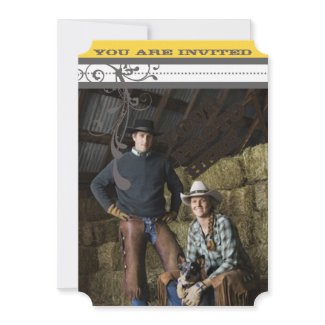 Yellow & Grey Funky Swirls Wedding Save the Date invitation
