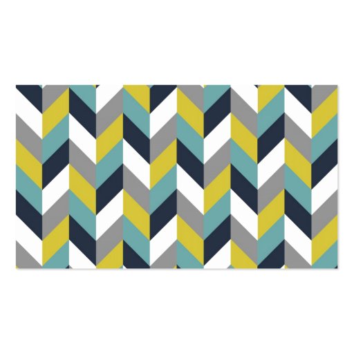 Yellow Gray Green Blue Navy Herringbone Chevron Business Cards (front side)