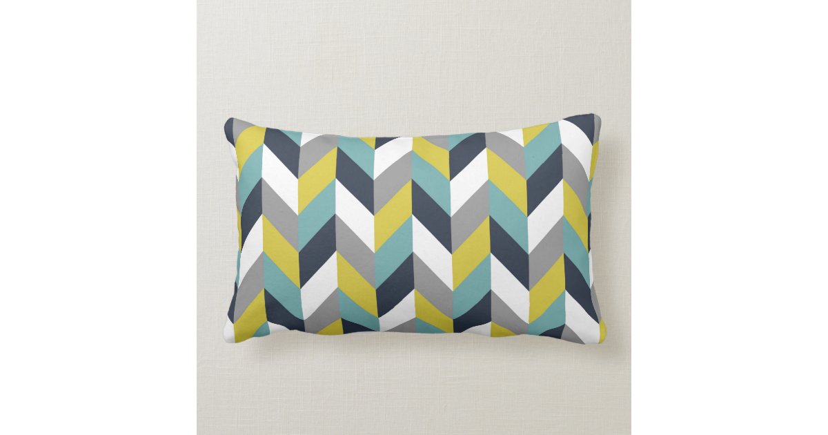 Yellow Gray Green Blue Navy Herringbone Chevron Throw Pillow Zazzle