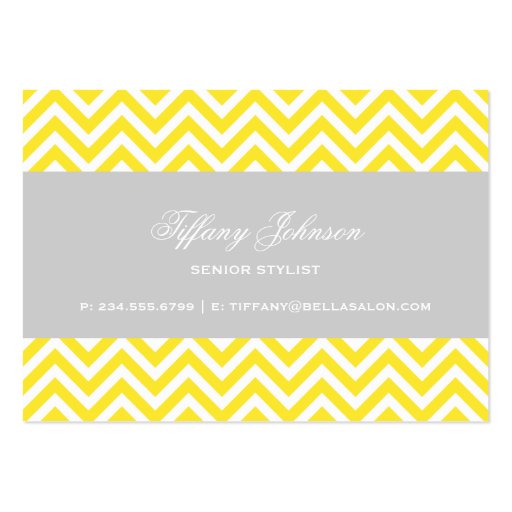 Yellow & Gray Modern Chevron Stripes Business Card Template (back side)