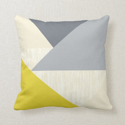 Yellow Gray Modern Geometric Pattern Pillow Zazzle