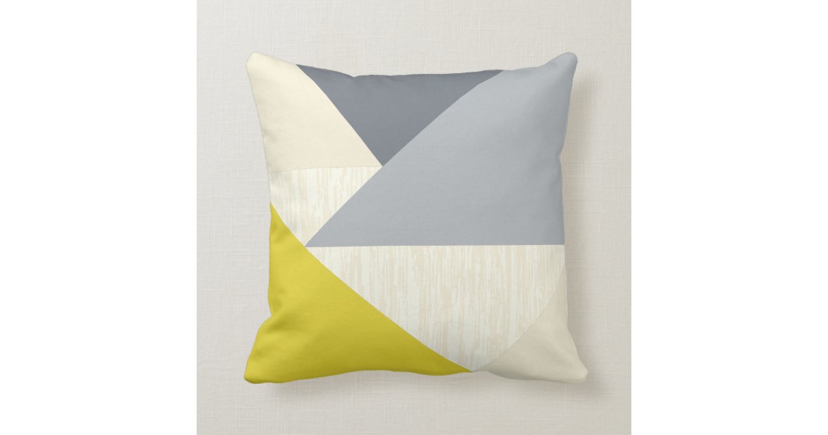 Yellow Gray Modern Geometric Pattern Pillow Zazzle