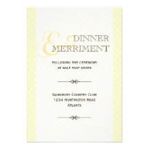 Yellow gray Moroccan ampersand reception enclosure Custom Invitations