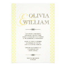 Yellow gray Moroccan tile ampersand modern wedding Card