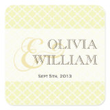 Yellow gray Moroccan tile ampersand modern wedding Stickers