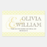 Yellow gray Moroccan tile ampersand wedding favor Rectangular Sticker