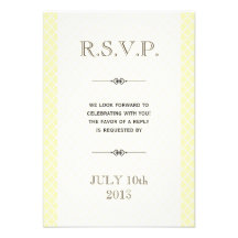 Yellow gray Moroccan tile ampersand wedding rsvp Announcement