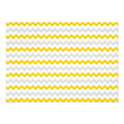 Yellow Gray Swirls Frame Chevron Reception Only Personalized Announcement