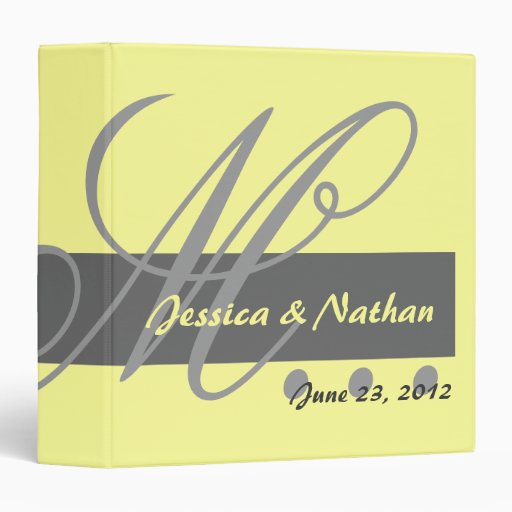 Yellow Gray Wedding Monogram Planner Photo Binder