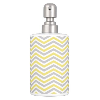 Yellow, Gray, White Chevron Stripe Bathroom Set