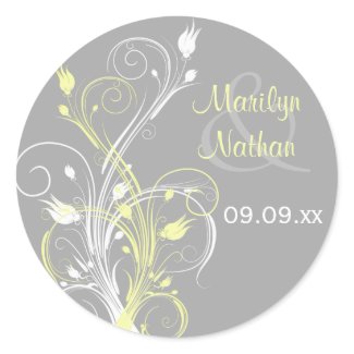 Yellow Gray White Floral 1.5