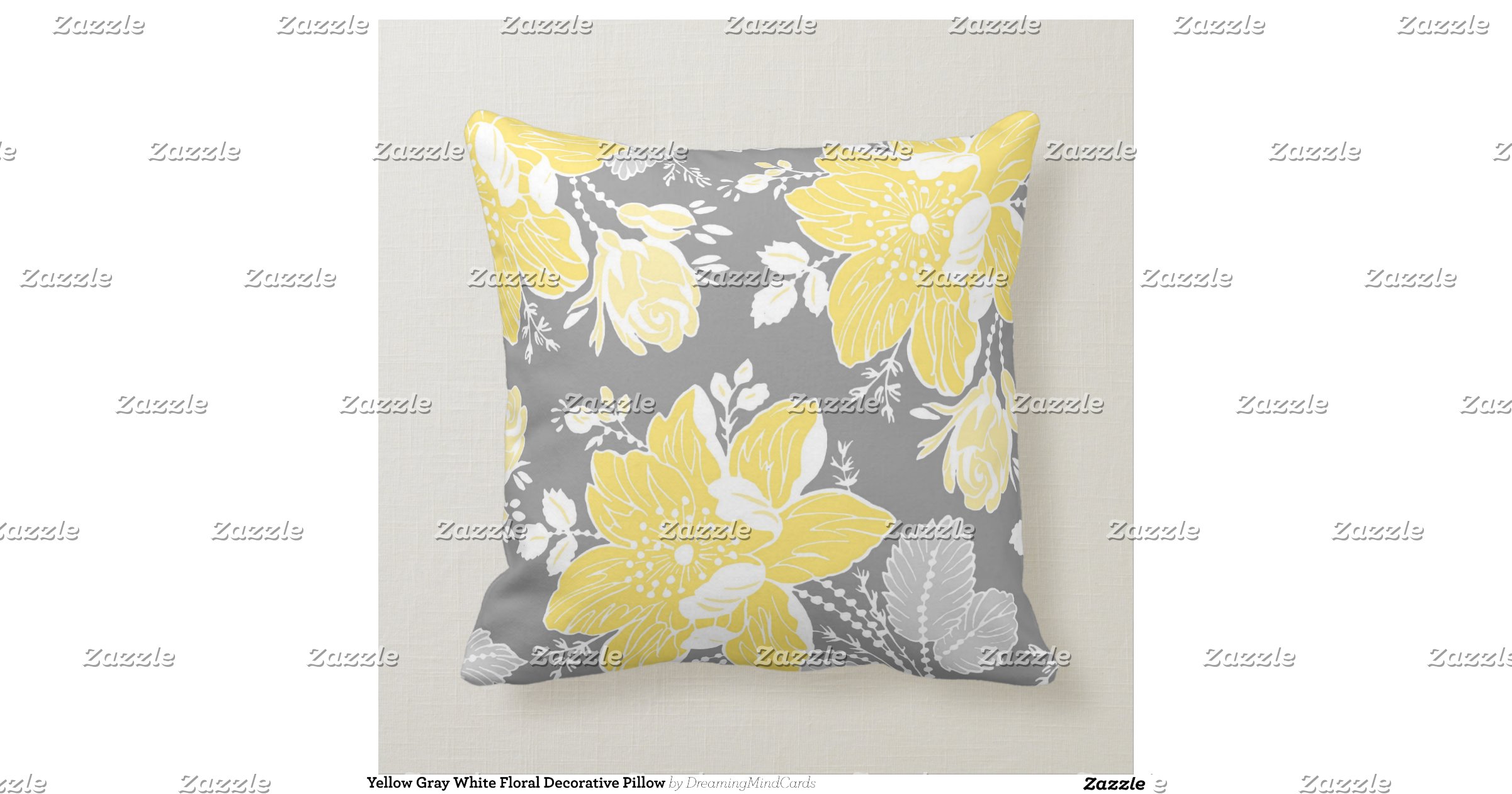 yellow_gray_white_floral_decorative_pillow