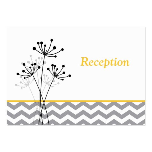 Yellow Gray White Floral Reception Enclosure Card Business Card Template (front side)