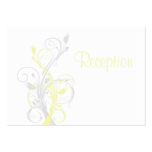 Yellow Gray White Floral Reception Enclosure Card Business Card Templates (front side)