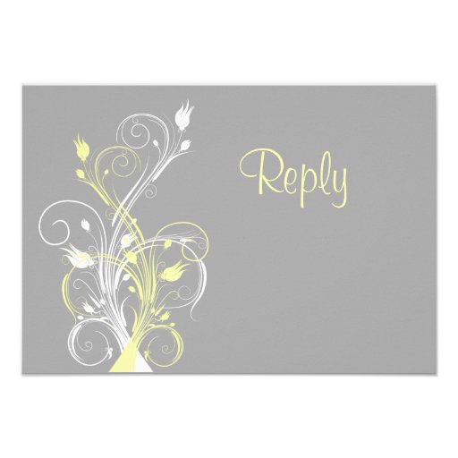 Yellow Gray White Floral RSVP Card Invitation