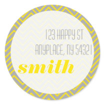 Yellow Gray Zig Zag Sticker Shipping Address Label