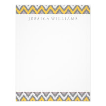 Yellow Gray Zigzag Ikat Pattern Custom Invitation