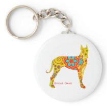 Yellow Great Dane keychains