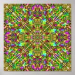 Yellow Green and Pink Mandala Pattern Print