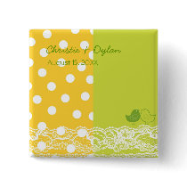 Yellow & Green Birds Scrapbook Lace Name Tag /Gift Pin