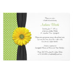 Yellow Green Black Daisy Polka Dot Bridal Shower Custom Invites