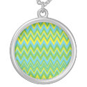 Yellow Green & Blue Zig Zag Pattern Necklace necklace