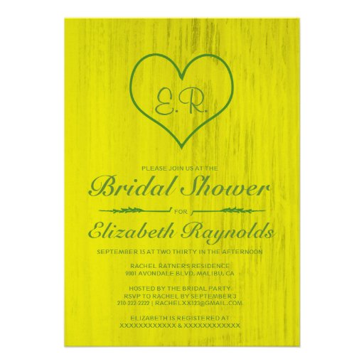 Yellow & Green Country Bridal Shower Invitations