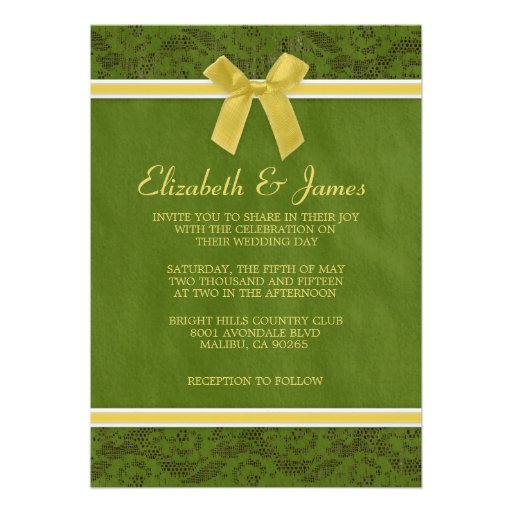 Yellow & Green Country Lace Wedding Invitations