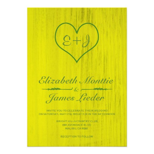 Yellow & Green Country Wedding Invitations