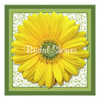Yellow Green Gerber Daisy Bridal Shower Invitation