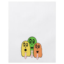 Yellow green orange ghosts with ties flyer
