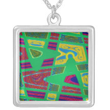yellow green red abstract necklaces