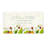 Yellow & Green Retro Abstract Floral-Address Label labels